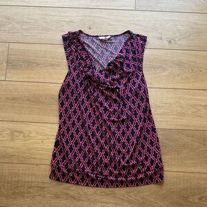 Banana Republic Pink and Black Patterned Blouse